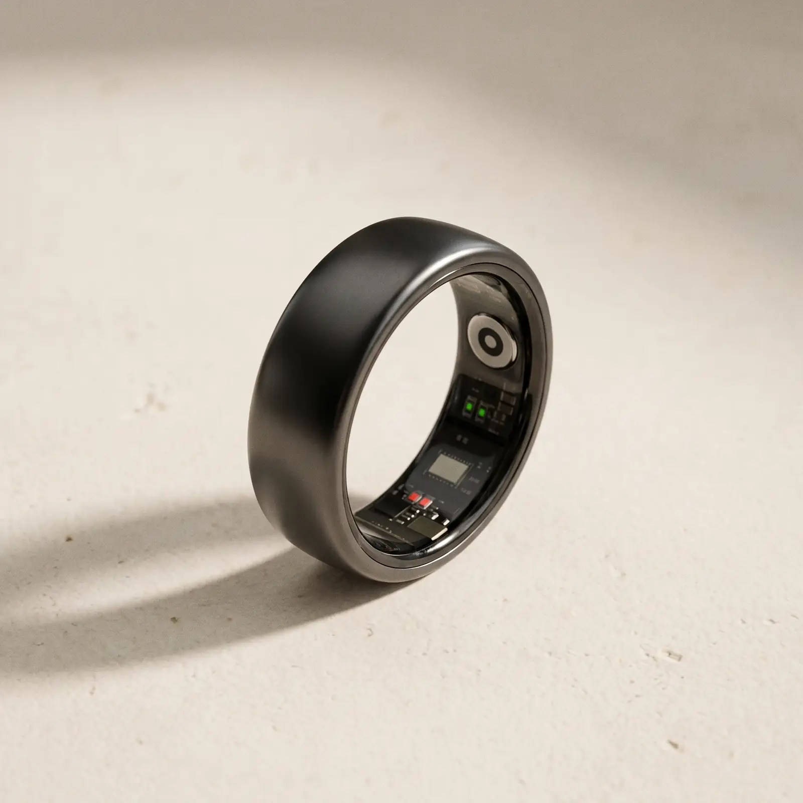 Atomic black ring, satin titanium